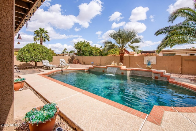 view of pool featuring a fenced in pool, a patio, and a fenced backyard