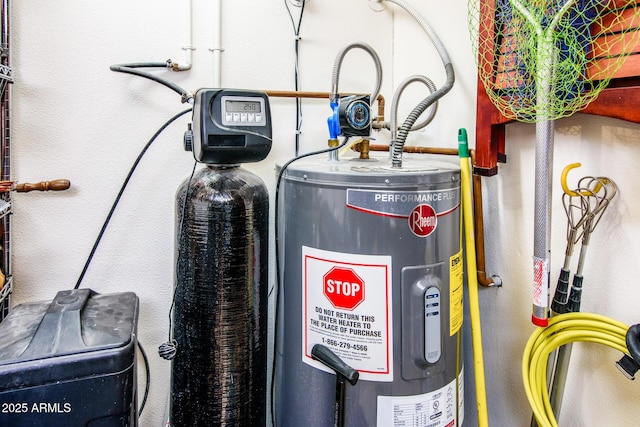 utility room with electric water heater