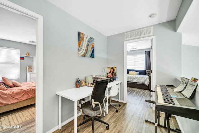 office space featuring hardwood / wood-style flooring