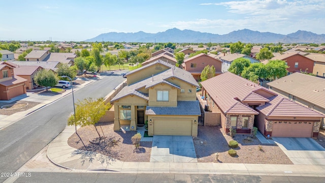 view of front of home with a mountain view