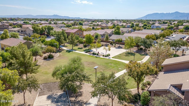 birds eye view of property featuring a mountain view