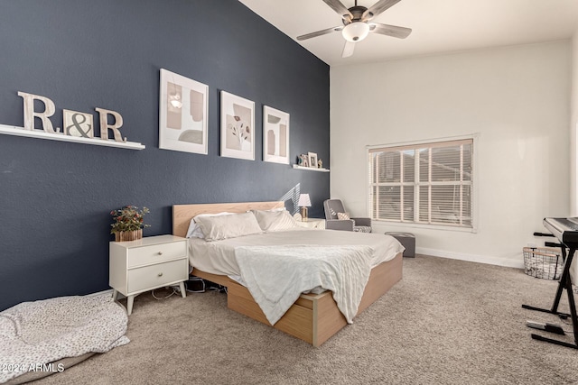 bedroom with carpet flooring and ceiling fan