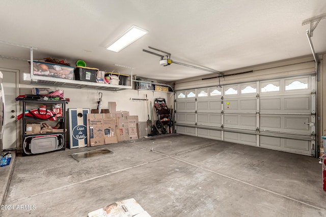 garage with a garage door opener