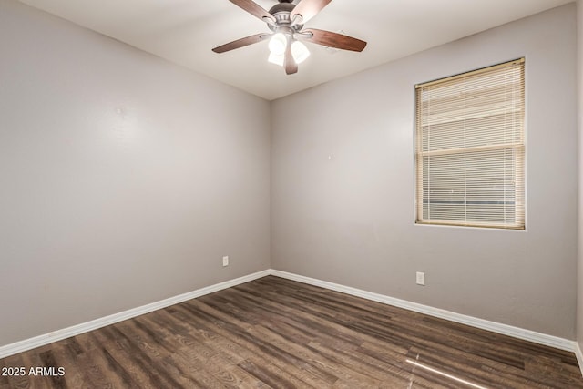 18008 W Tina Ln, Surprise, AZ 85387 - empty room with baseboards, dark wood-style floors, and a ceiling fan
