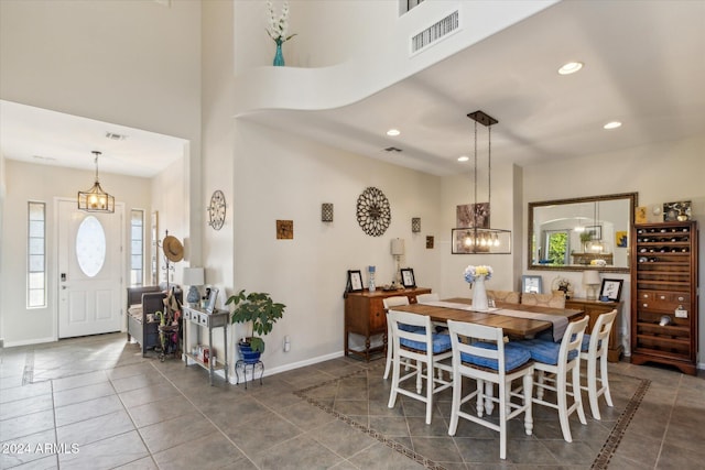 view of tiled dining space