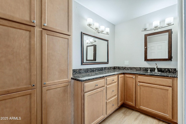 bathroom featuring wood finished floors and vanity