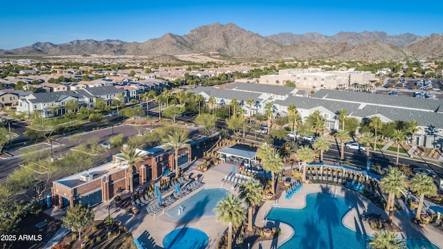 bird's eye view with a mountain view and a residential view