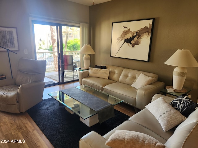 living room with wood-type flooring