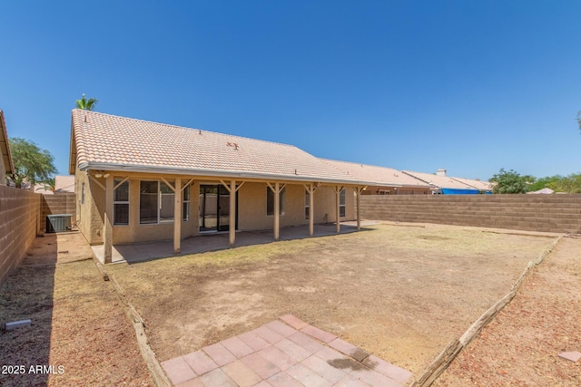 1371 W Gary Dr, Chandler, AZ 85224 - rear view of house featuring a fenced backyard, a tiled roof, a patio, and stucco siding