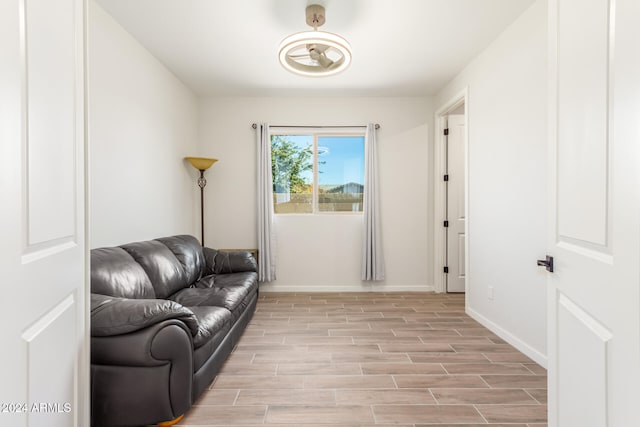 living area featuring light hardwood / wood-style flooring