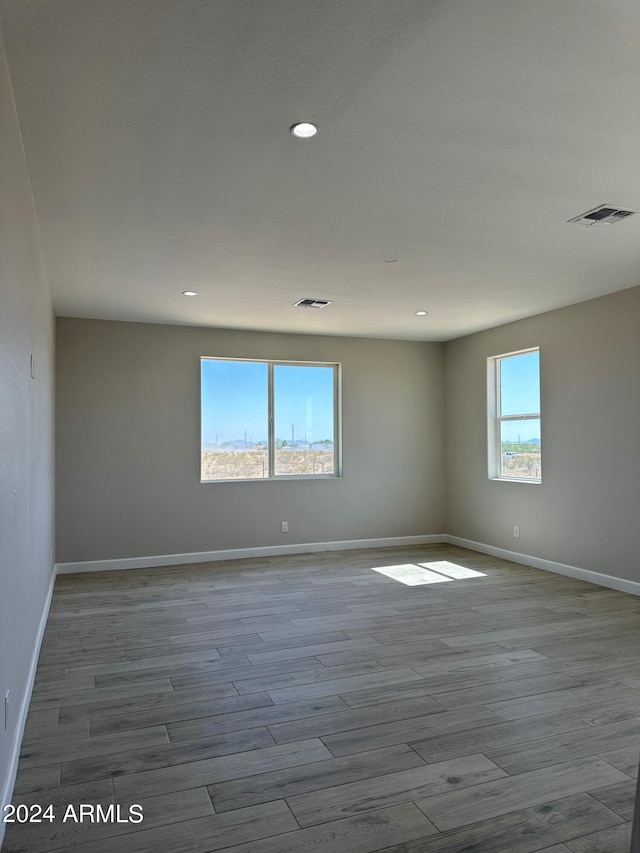 empty room featuring a healthy amount of sunlight and light wood-type flooring