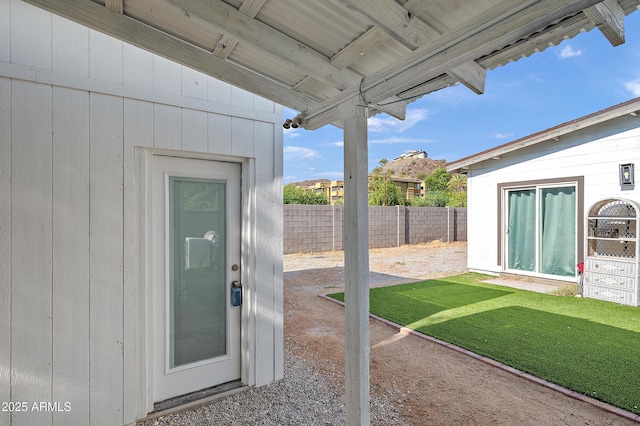 property entrance featuring fence