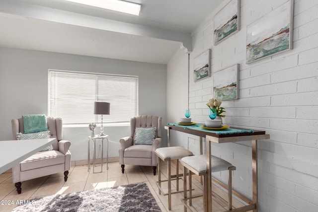 sitting room with light tile patterned floors