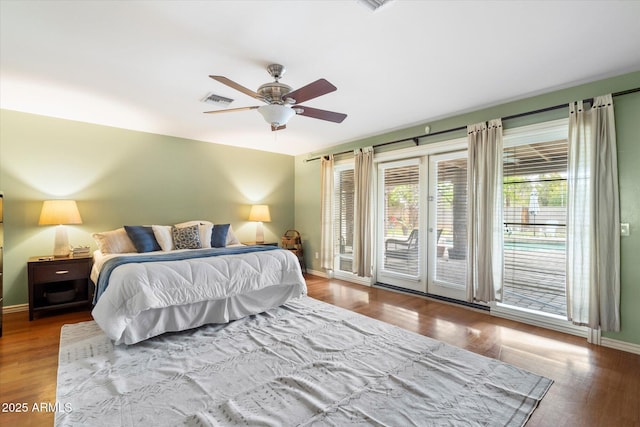 5535 N 13th St, Phoenix, AZ 85014 - bedroom featuring visible vents, wood finished floors, baseboards, and access to exterior