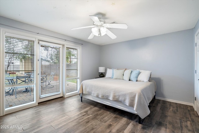 5535 N 13th St, Phoenix, AZ 85014 - bedroom with ceiling fan, baseboards, wood finished floors, and access to exterior