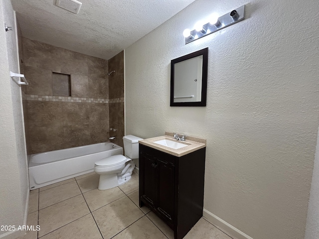 3814 N 55th Dr, Phoenix, AZ 85031 - full bathroom featuring a textured ceiling, vanity, a textured wall, toilet, and tile patterned flooring