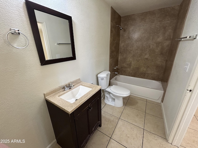 3814 N 55th Dr, Phoenix, AZ 85031 - full bath with vanity, shower / bathtub combination, toilet, tile patterned flooring, and a textured wall