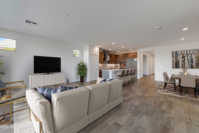 living room featuring wood-type flooring