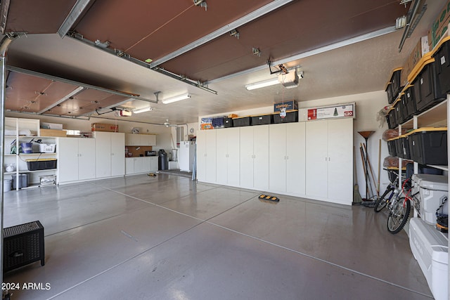 garage with a garage door opener