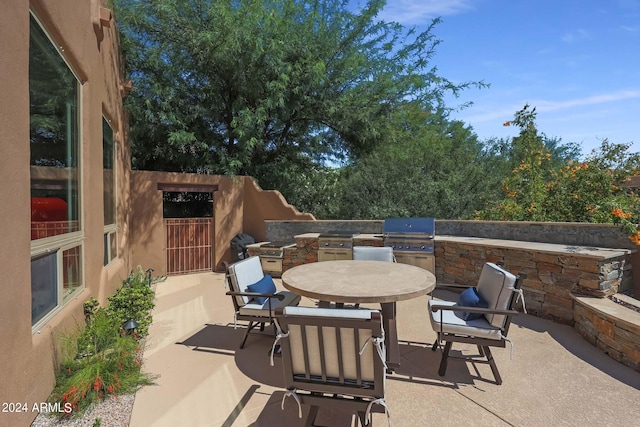 view of patio with grilling area and area for grilling