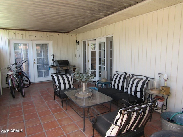 view of patio / terrace featuring an outdoor hangout area and french doors