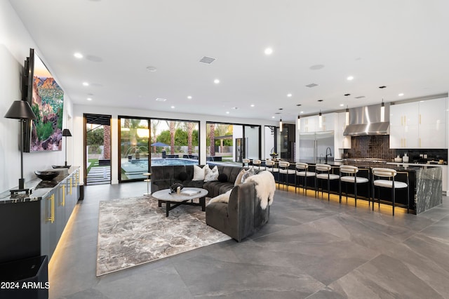 living room with plenty of natural light