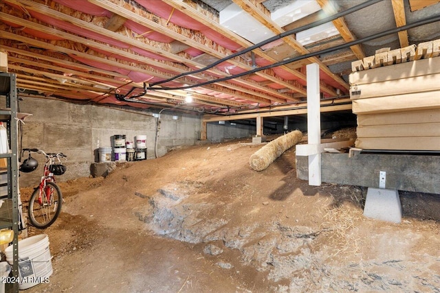 view of unfinished below grade area