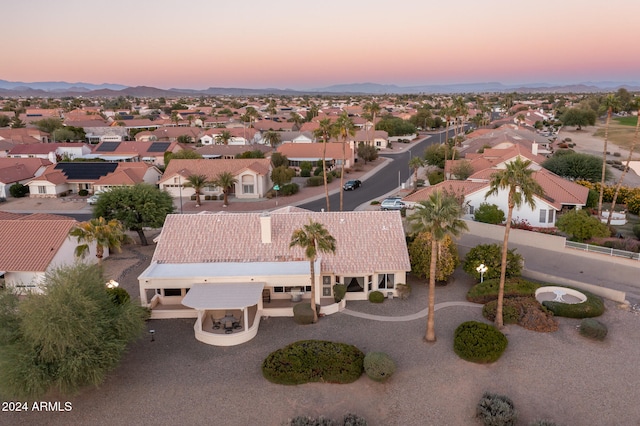 view of aerial view at dusk