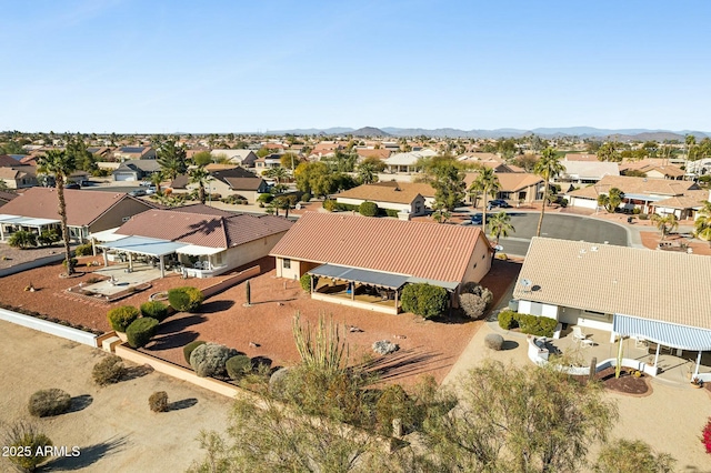 aerial view with a mountain view