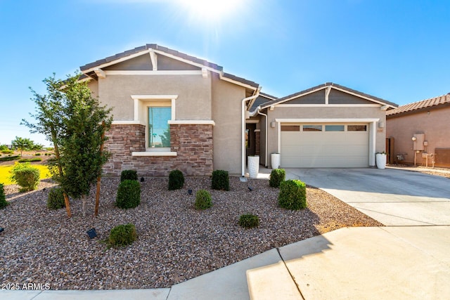32582 N Durango Ln, San Tan Valley, AZ 85143 - craftsman house with a garage, driveway, stucco siding, and stone siding