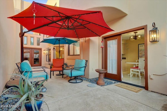 view of patio / terrace featuring french doors