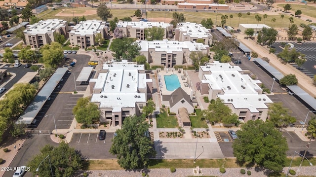 1340 N Recker Rd Unit 131, Mesa, AZ 85205 - aerial view of property and surrounding area with a pool