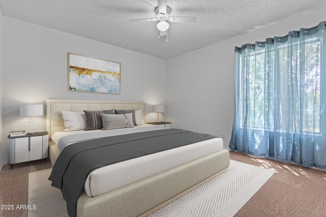 2916 S Revere Cir, Mesa, AZ 85210 - bedroom with carpet flooring, a textured ceiling, and ceiling fan