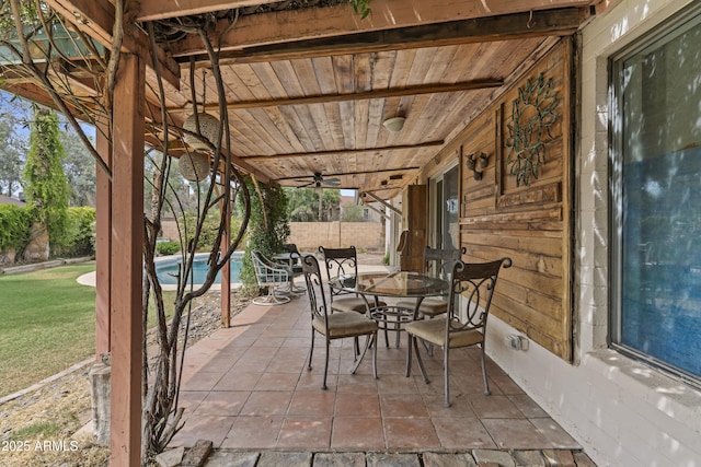2916 S Revere Cir, Mesa, AZ 85210 - view of patio / terrace featuring ceiling fan and outdoor dining space