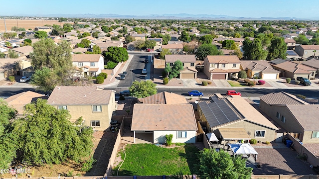 drone / aerial view featuring a mountain view