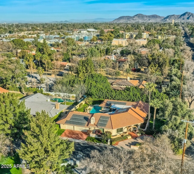 bird's eye view featuring a mountain view