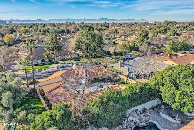 bird's eye view featuring a mountain view