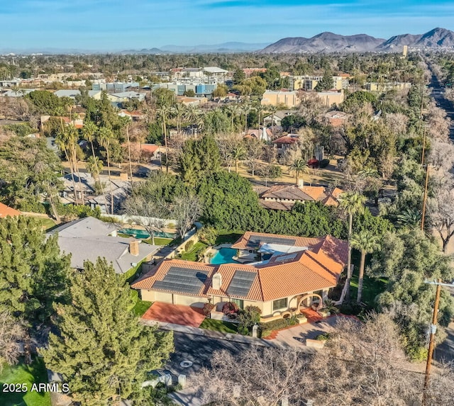 aerial view with a mountain view