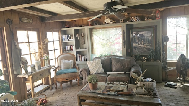 interior space with beam ceiling