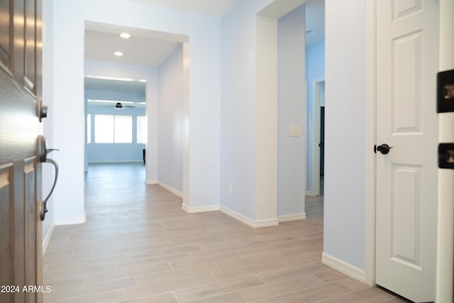 hall featuring light hardwood / wood-style floors