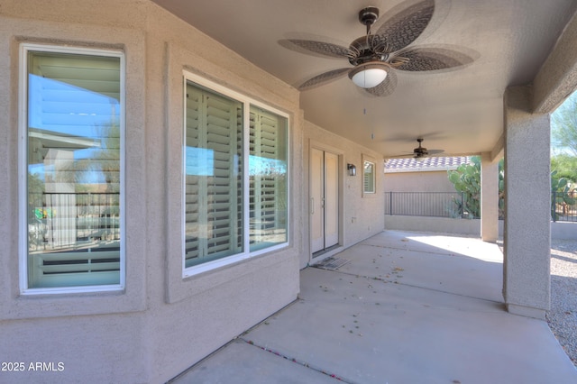 view of patio / terrace with ceiling fan