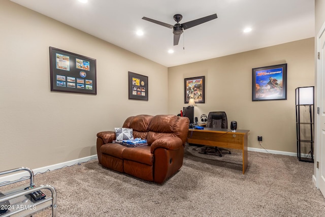 33242 N Jamie Ln, San Tan Valley, AZ 85144 - office area featuring carpet, ceiling fan, and recessed lighting