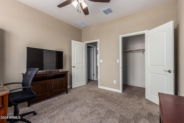 33242 N Jamie Ln, San Tan Valley, AZ 85144 - carpeted office space featuring a ceiling fan and baseboards