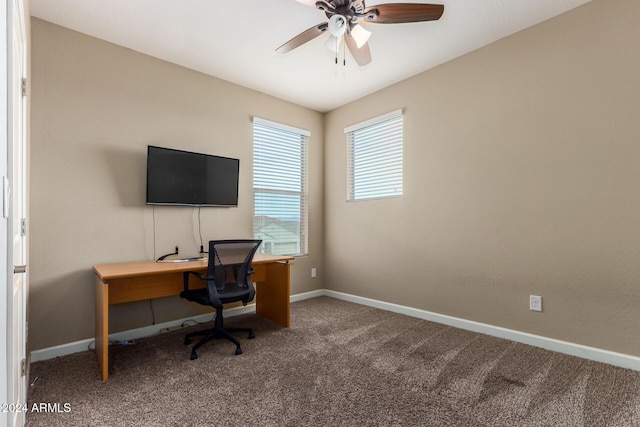 33242 N Jamie Ln, San Tan Valley, AZ 85144 - carpeted office space featuring baseboards and ceiling fan