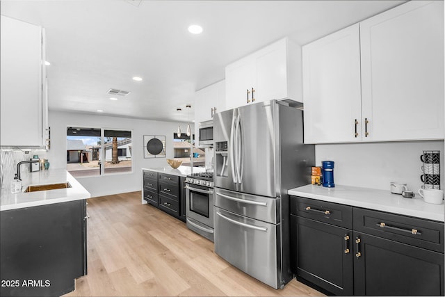 14635 N 37th Pl, Phoenix, AZ 85032 - kitchen with appliances with stainless steel finishes, a sink, white cabinetry, light countertops, and recessed lighting