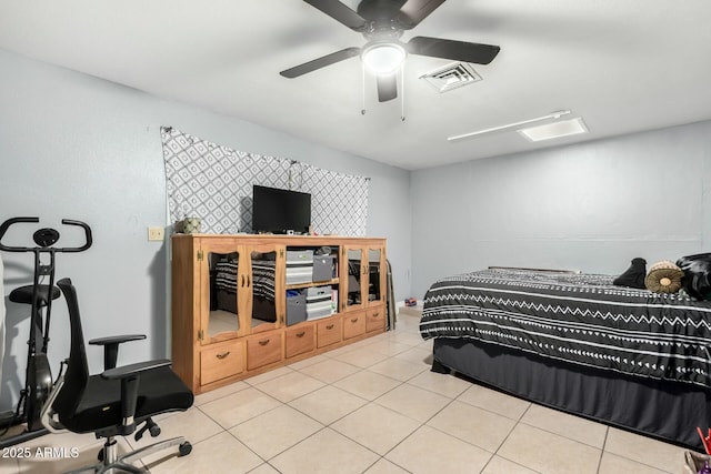 8623 W Indianola Ave, Phoenix, AZ 85037 - tiled bedroom with a ceiling fan and visible vents