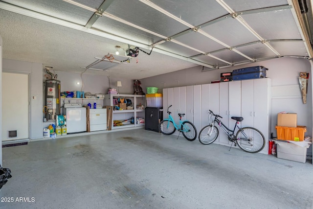 8623 W Indianola Ave, Phoenix, AZ 85037 - garage with washing machine and dryer, a garage door opener, and water heater