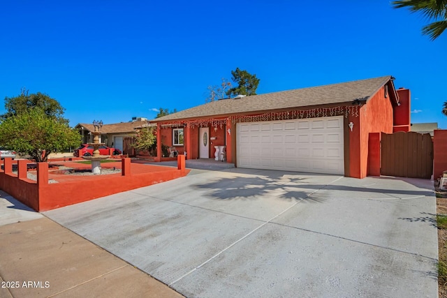 8623 W Indianola Ave, Phoenix, AZ 85037 - single story home featuring roof with shingles, a garage, fence, concrete driveway, and stucco siding