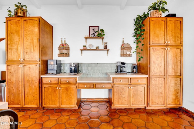 kitchen with beam ceiling