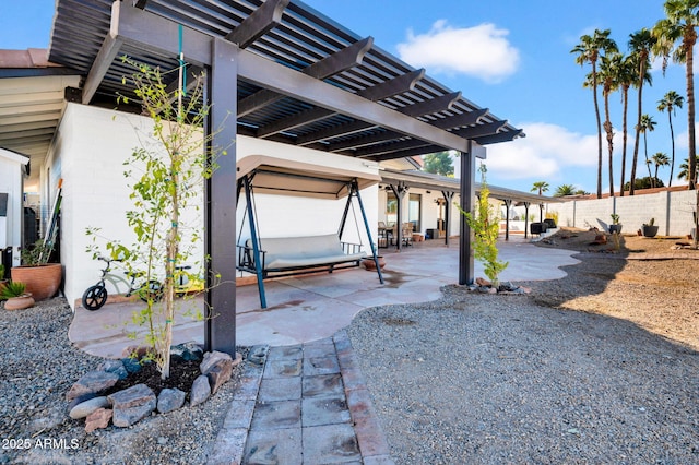 view of patio / terrace featuring a pergola